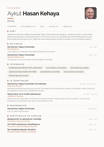 Biyolog CV Örnekleri cv indir